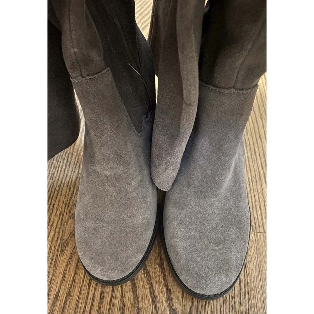 Sole Society Gray Suede Knee High Wedge Boot Size US 6.5 Ladies/Teens